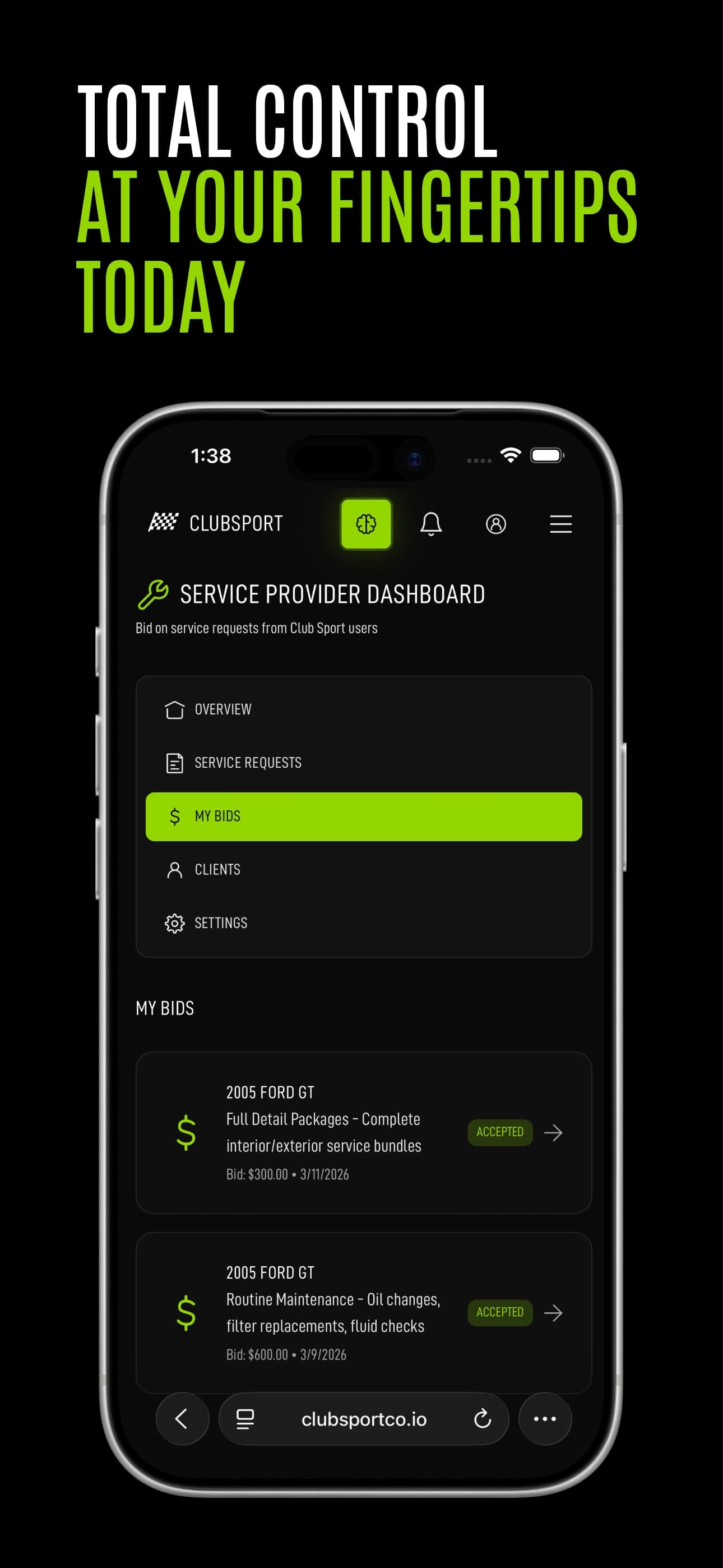 ClubSport service provider ecosystem — app preview