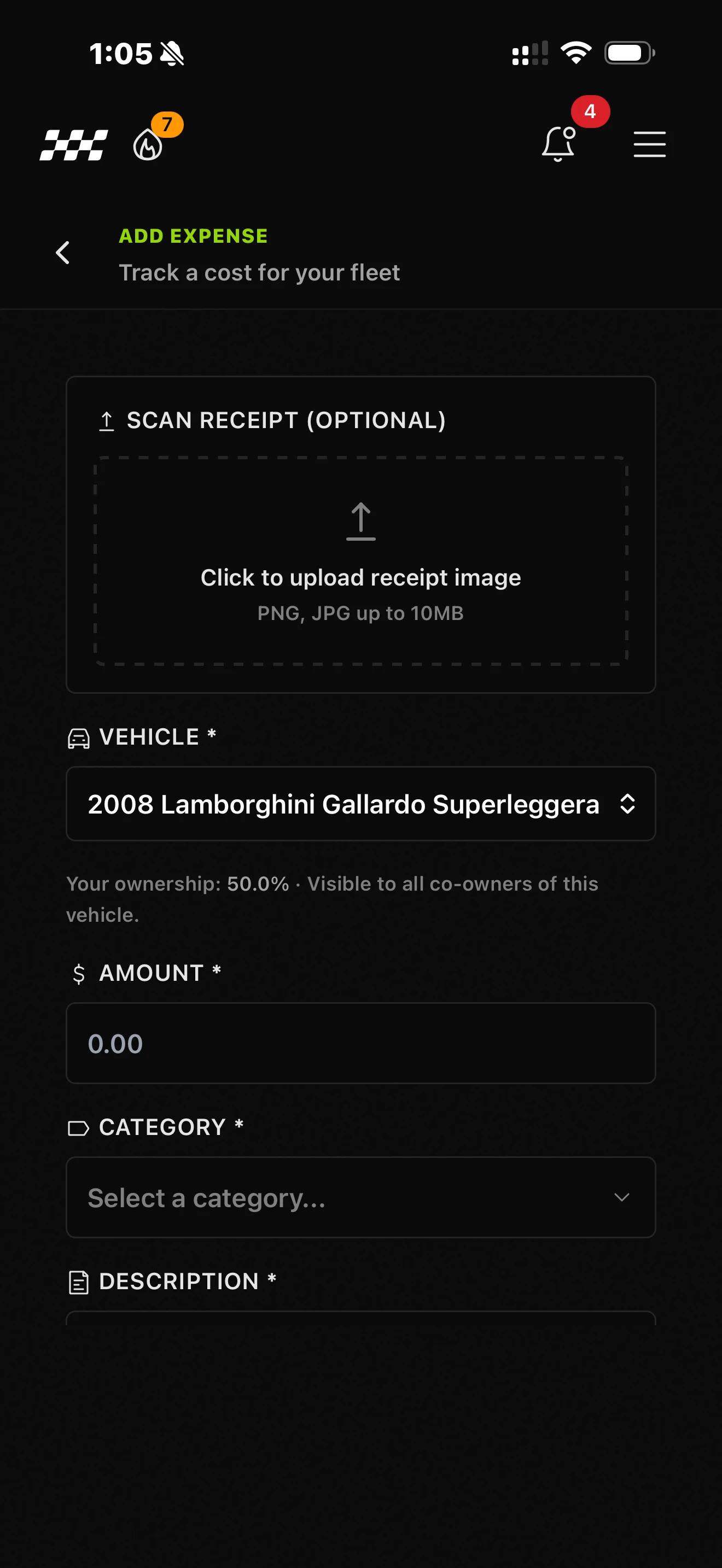 Add expense with receipt scan