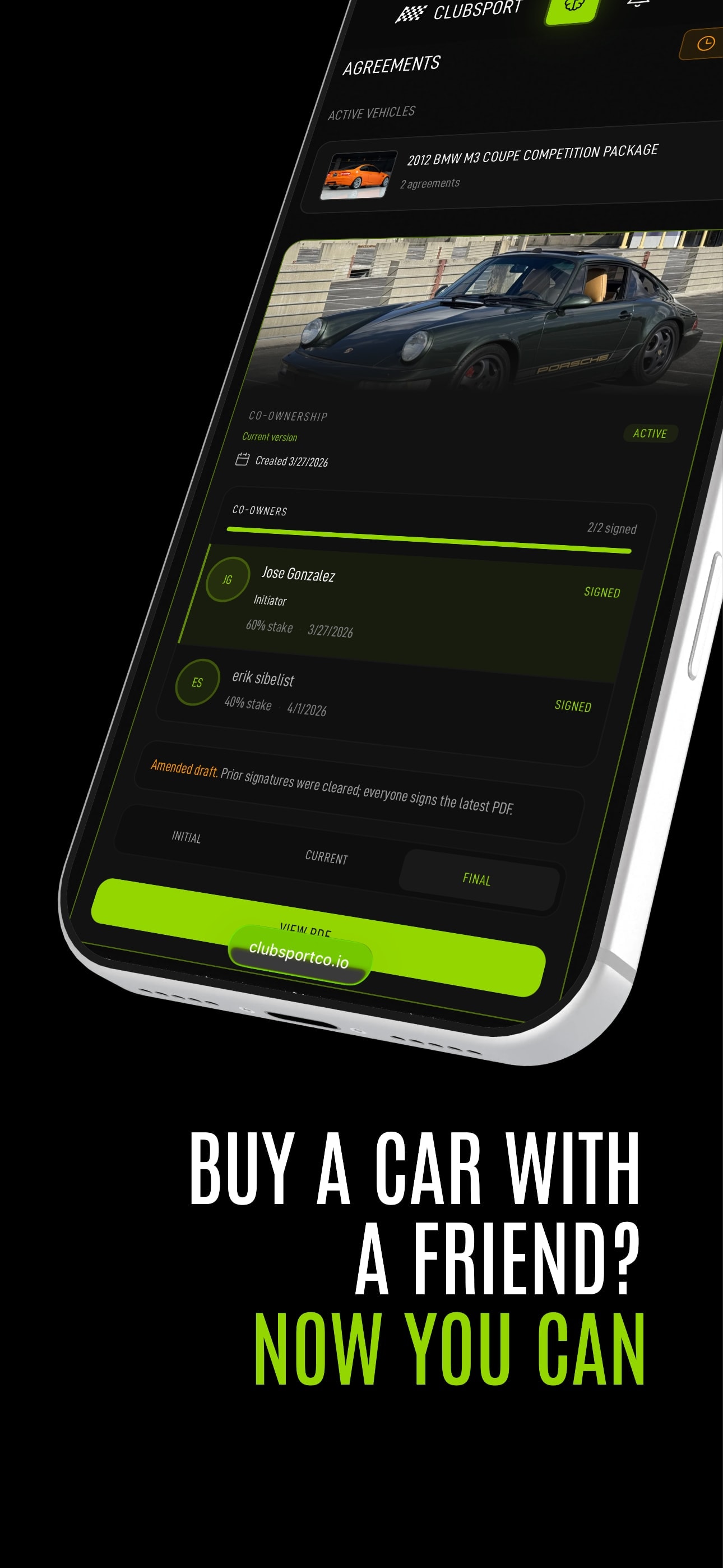 ClubSport co-ownership and agreement tools